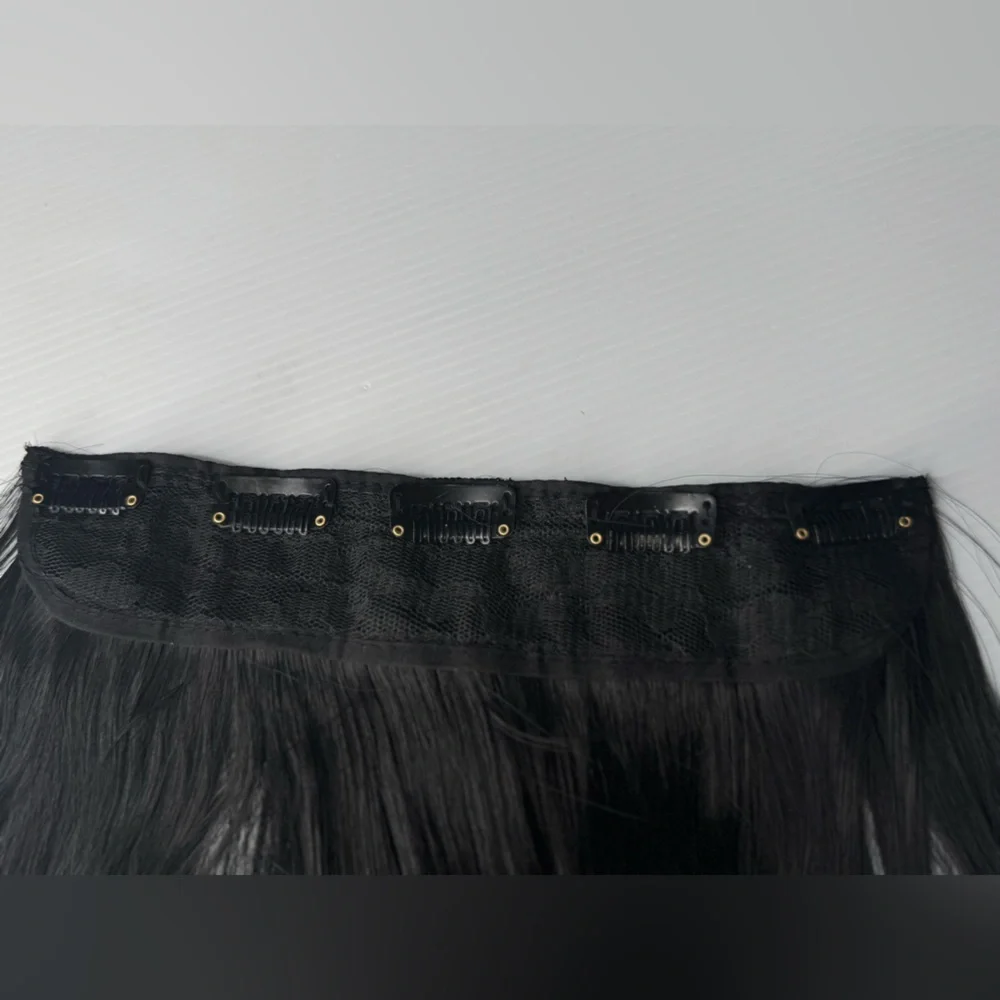 One Piece Black Hair Extensions — 22” Long | Natural Wave | Clip-In Volumizer
